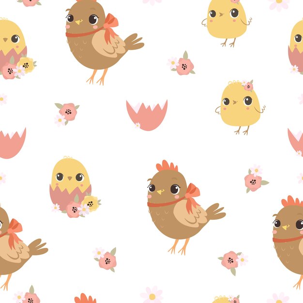 鶏と鶏とのシームレスなパターン