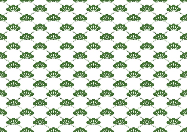 Seamless Pattern With Japanese Vintage Pine Symbols Horizontally And Vertically Repeatable