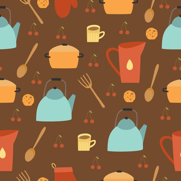 seamless pattern with kitchen utensils