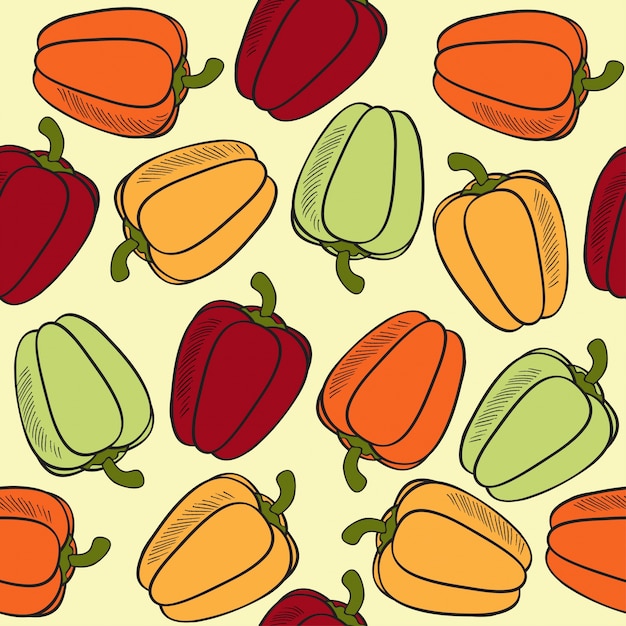 Seamless pattern with peppers