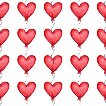 Seamless pattern with red heart shaped balloons valentines day pattern vector illustration