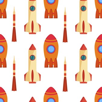Seamless pattern with space rocket. vector illustration.