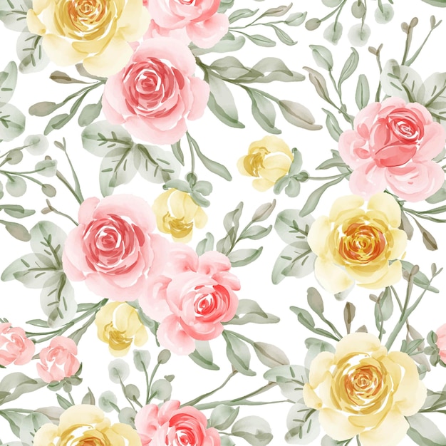 Seamless pattern with spring flower rose