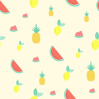 トロピカルフルーツスイカレモン​と​パイナップル​の​ベクトル図​と​の​シームレス​な​パターン