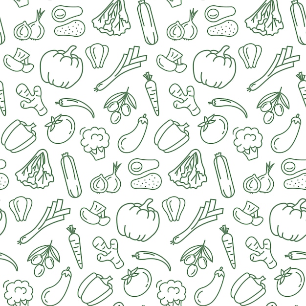 Seamless pattern with vegetarian food.