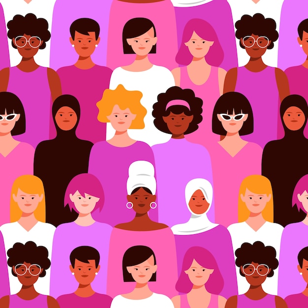 Free vector seamless pattern with women in crowd