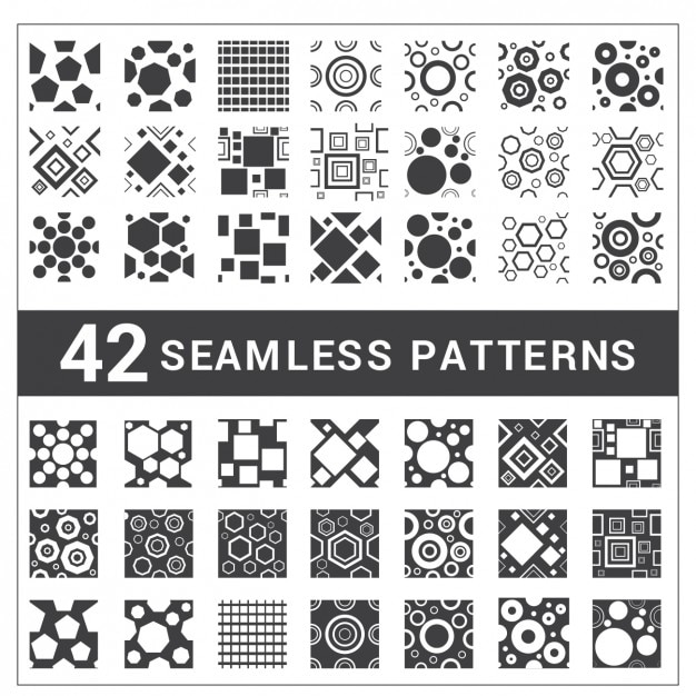 Free vector seamless patterns black and white