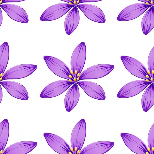 Free vector seamless purple flowers isolated on white