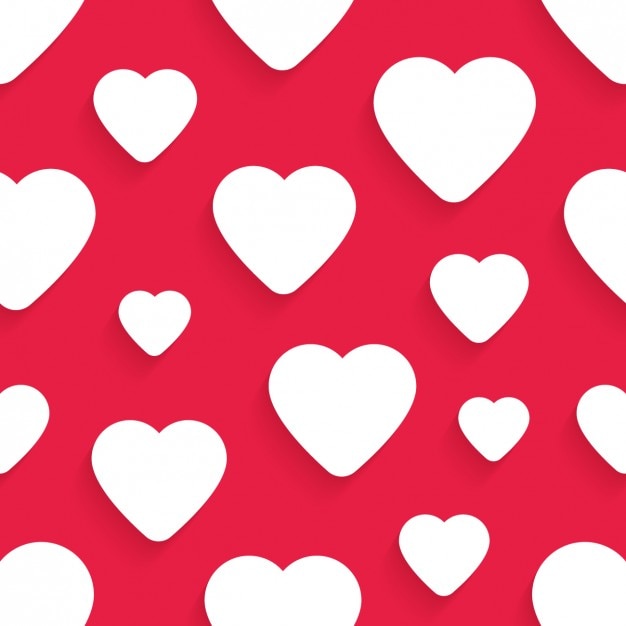 Free vector seamless red background with white hearts