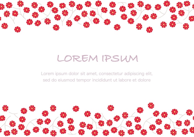 Free vector seamless red floral frame isolated on a white background vector illustration horizontally repeatab