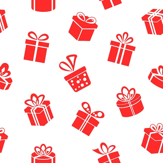 Seamless red gift boxes pattern