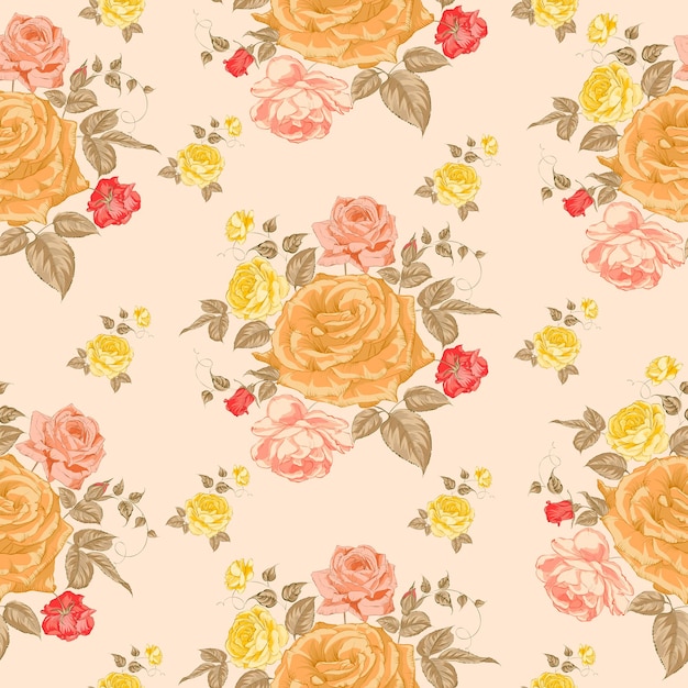 Free vector seamless roses pattern.