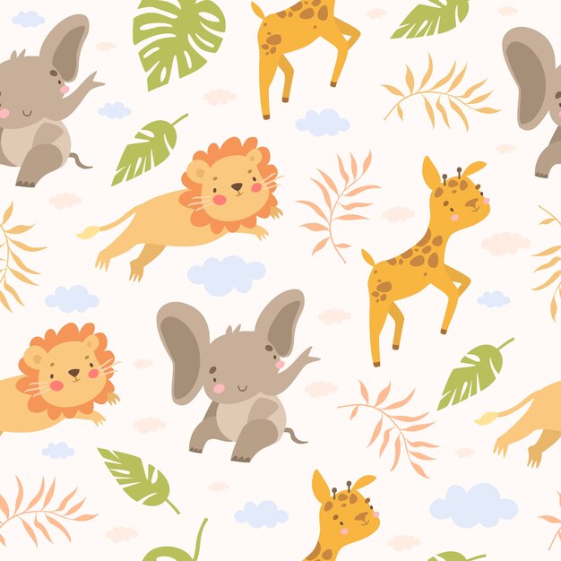 seamless safari pattern with animals