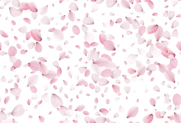シームレスな桜の花びら 落ちるリアルな桜の花びら プレミアムベクター