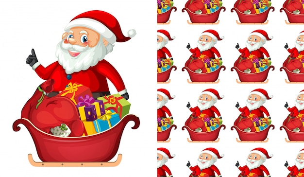 Seamless Santa Claus with gifts