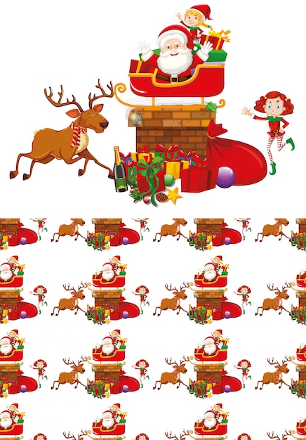 Free vector seamless scene with santa claus