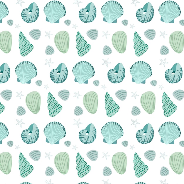 Seamless seashell patern collection