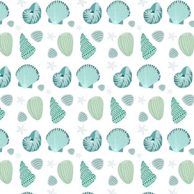 Seamless seashell patern collection