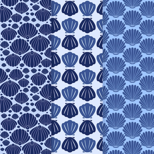 Бесплатное векторное изображение Коллекция бесшовных ракушка