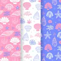 Free vector seamless seashell pattern collection