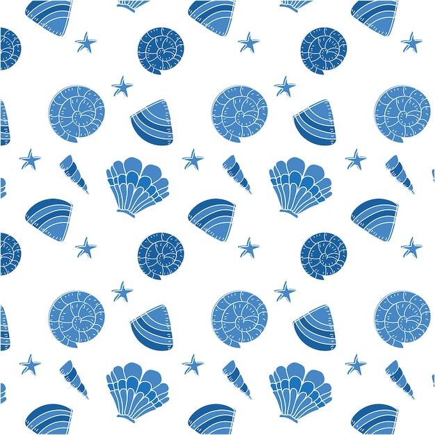 Free vector seamless seashell pattern collection