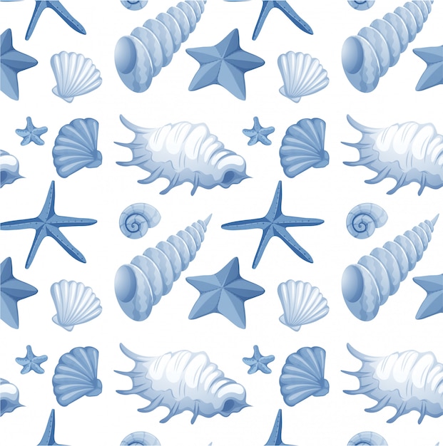Free vector seamless seashells pattern
