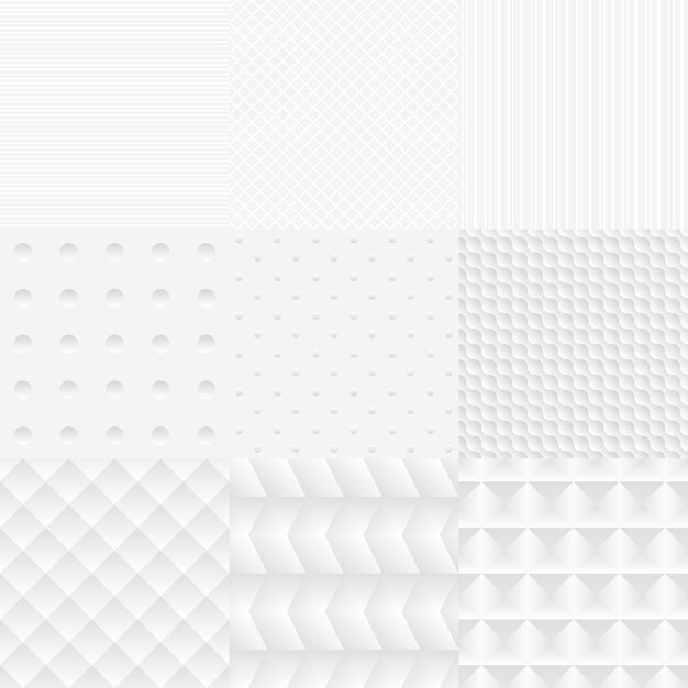 Free Vector seamless simple vector white textures set