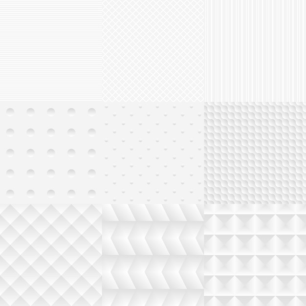 Seamless simple vector White Textures Set