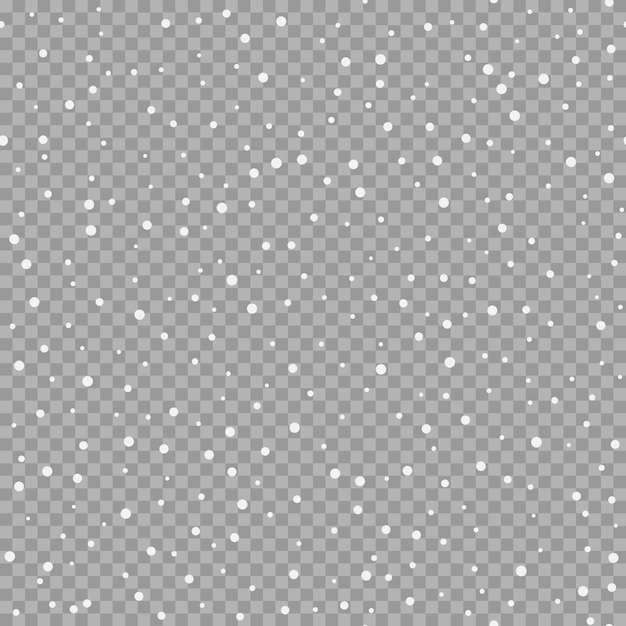 Seamless snowfall template isolated on transparent background Snow falling pattern