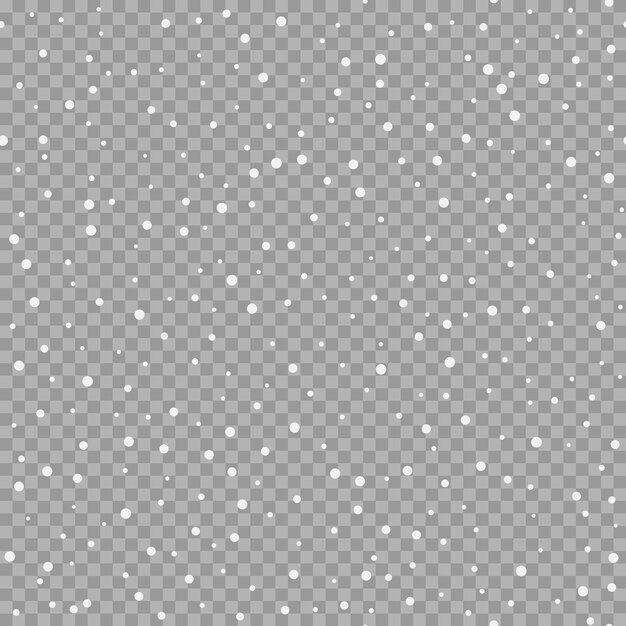 Seamless snowfall template isolated on transparent background Snow falling pattern