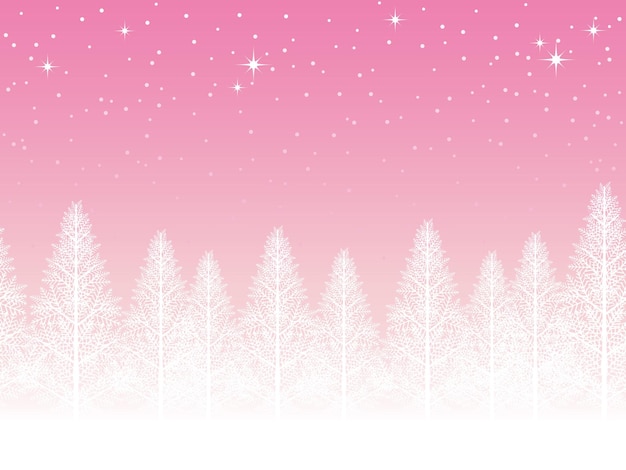 Seamless snowy forest landscape with text space. vector illustration. horizontally repeatable.