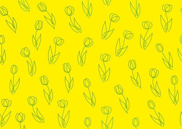 シンプルなチューリップの線画パターンとシームレスな春の背景ベクトル図