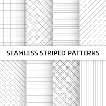 Seamless striped vector patterns, white and grey texture.