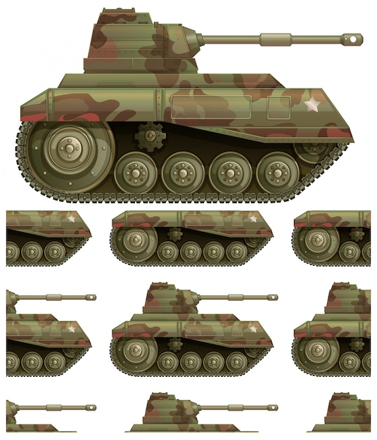Бесплатное векторное изображение Бесшовные танк, изолированные на белом