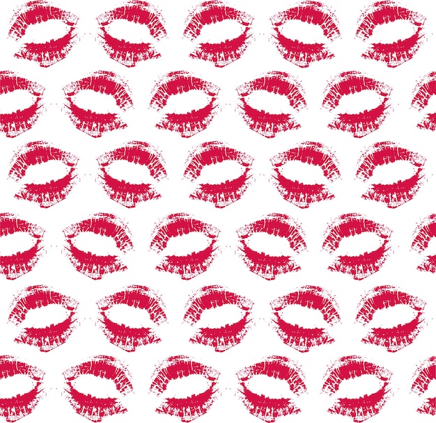 Seamless tile background of lipstick prints