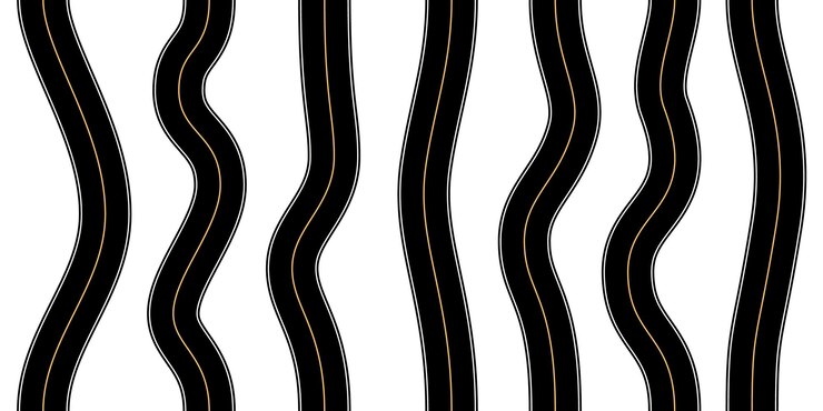 Free Vector seamless top view road race track or highway types set in flat vector style isolated on white