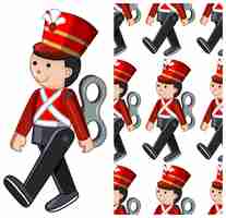 Free vector seamless toy soldier  isolated on white