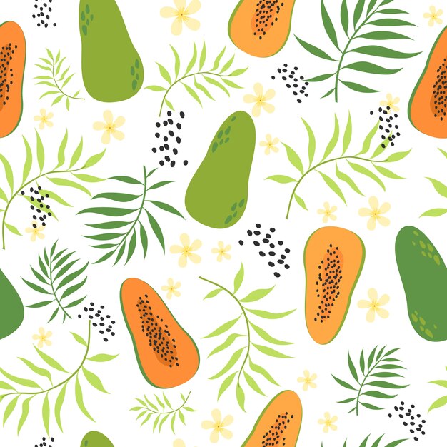 seamless tropical pattern with papaya