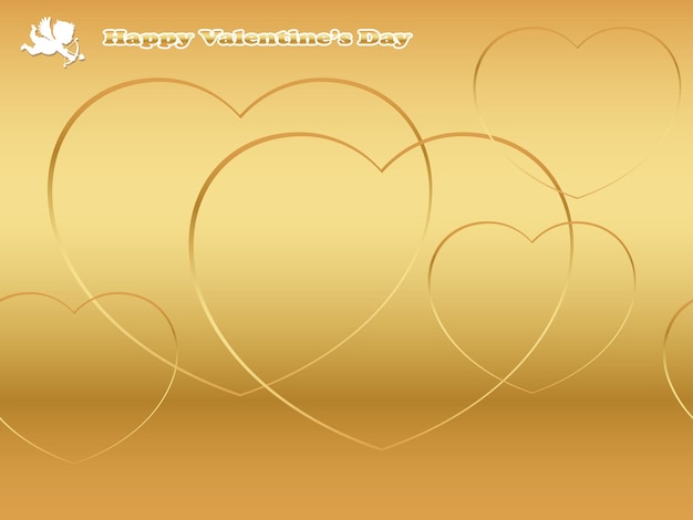 Бесшовный фон вектор день святого валентина с тонкой золотой формы сердца на золотом фоне.