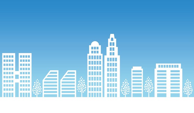 Free Vector seamless vector cityscape with text space on a blue background. horizontally repeatable.