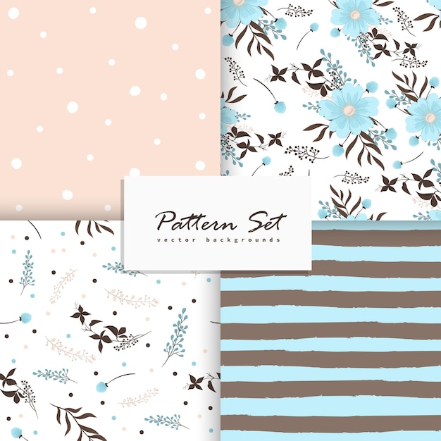 Seamless vector floral pattern set