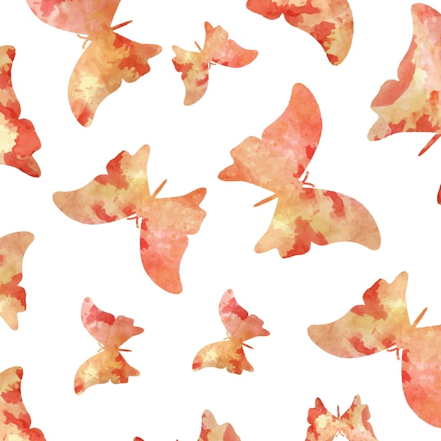 Vettore gratuito seamless pattern di farfalle di acquerello