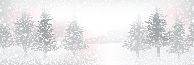 Seamless Winter Forest Background Vector Illustration Horizontally Repeatable