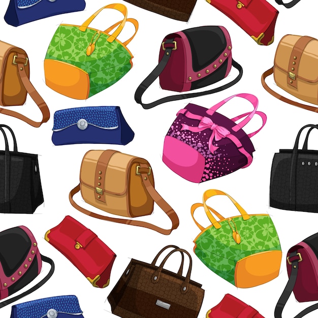 Free vector seamless woman's fashion bags background