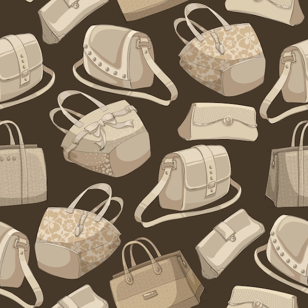 Free vector seamless woman's stylish bags retro pattern