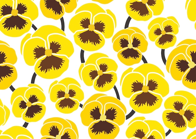 Free vector seamless yellow heartsease pattern vector illustration horizontally and vertically repeatable