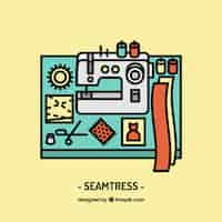 Free vector seamtress workplace design