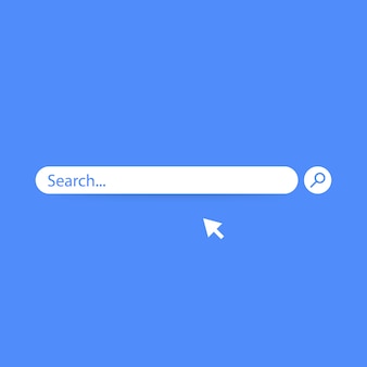 Элемент дизайна панели поиска, шаблон пользовательского интерфейса поля поиска, изолированных на синем фоне.