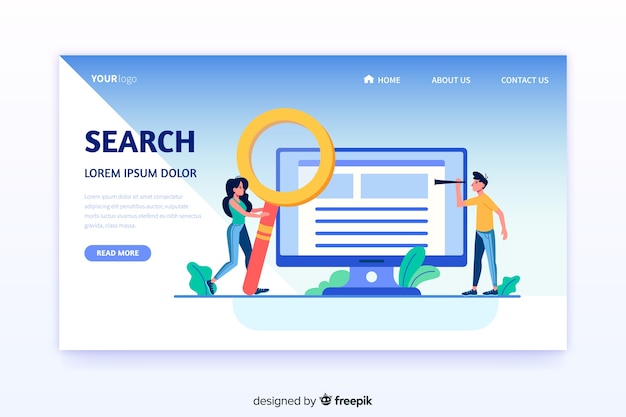 無料ベクター ランディングページの検索コンセプト