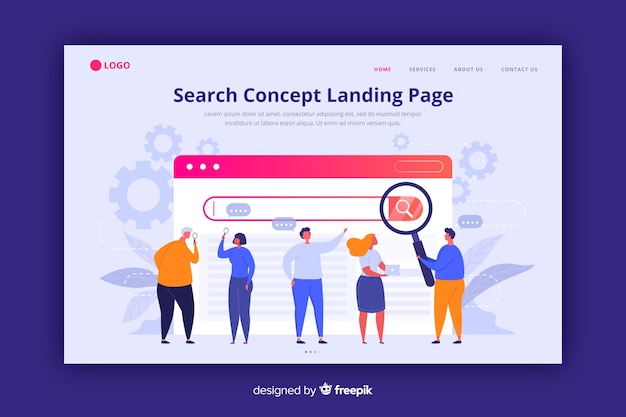 無料ベクター 検索コンセプトランディングページフラットスタイル